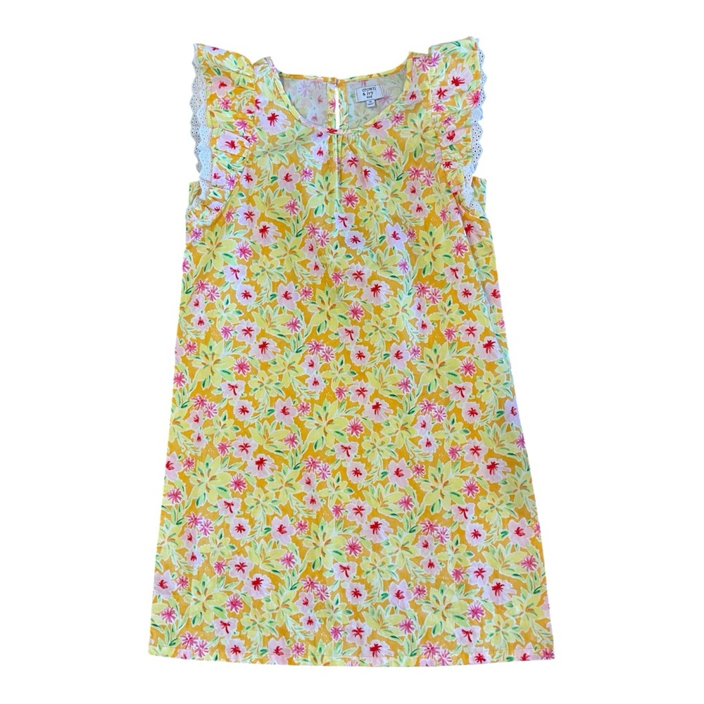 Girls' Crown & Ivy Kids Yellow Floral Popover Shift Dress Size 14 (READ Size)